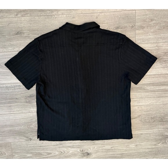 Banana Republic Mens Shirt L Black Short Sleeve Resort Cruise Beach Camp Shirt - Picture 2 of 6